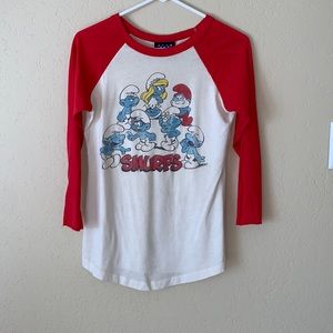 Mid sleeve smurfs top, stretchy, soft